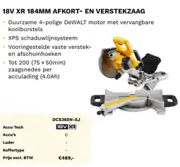 DeWALT 18V XR 184MM afkort en verstekzaag DCS365N-XJ aanbieding