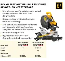 DeWALT 54V XR flexvolt brushless 305mm afkort en verstekzaag DCS781N-XJ aanbieding