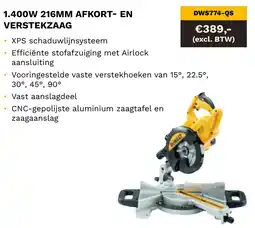 DeWALT 1.400W 216MM afkort en verstekzaag DWS774-QS aanbieding
