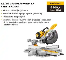 DeWALT 1.675W 250MM afkort en verstekzaag DWS727-QS aanbieding