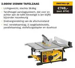 DeWALT 2.000W 250MM tafelzaag DWE7492-QS aanbieding