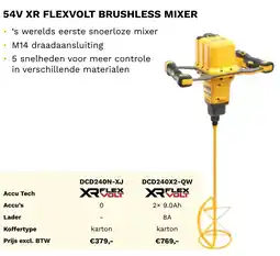 DeWALT 54V XR flexvolt brushless mixer DCD240N-XJ aanbieding