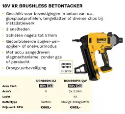 DeWALT 18V XR brushless betontacker DCN890N-XJ aanbieding