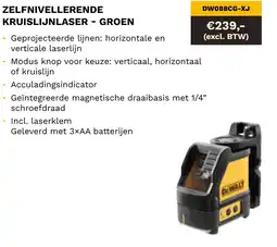 DeWALT Zelfnivellerende kruislijnlaser groen DW088CG-XJ aanbieding
