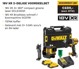 DeWALT 18V XR 2 delige voordeelset DCK2095D2T-QW aanbieding