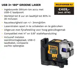 DeWALT USB 3× 180 groene laser DCLE14301GB-XJ aanbieding