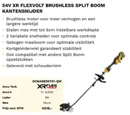 DeWALT 54V XR flexvolt brushless split boom kantensnijder DCMASED57X1-QW aanbieding
