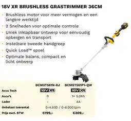 DeWALT 18V XR brushless grastrimmer 36CM DCMST561N-XJ 18VXR aanbieding