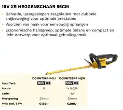 DeWALT 18V XR heggenschaar 55CM DCMHT564N-XJ aanbieding