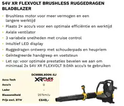 DeWALT 54V XR flexvolt brushless ruggedragen bladblazer DCMBBL800N-XJ aanbieding