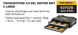 DeWALT Toughsystem 2.0 DXL koffer met 2 lades DWST08520-1 aanbieding