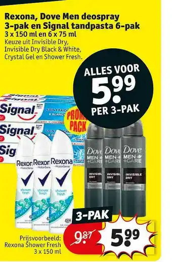 Kruidvat Rexona, Dove Men Deospray En Signal Tandpasta aanbieding