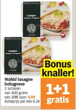 Albert Heijn Wahid lasagne bolognese aanbieding