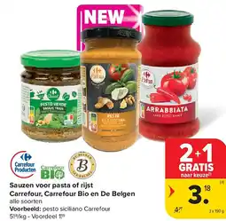 Carrefour Sauzen voor pasta of rijst Carrefour, Carrefour Bio en De Belgen aanbieding