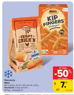 Carrefour Kipsnacks Mora aanbieding