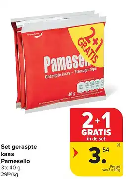Carrefour Set geraspte kaas Pamesello aanbieding