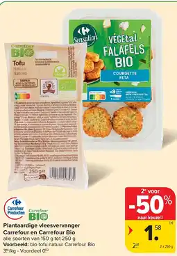 Carrefour Plantaardige vleesvervanger Carrefour en Carrefour Bio aanbieding