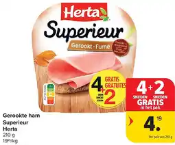 Carrefour Gerookte ham Superieur Herta aanbieding