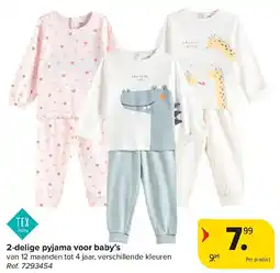 Carrefour 2-delige pyjama voor baby’s aanbieding