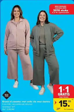 Carrefour Broek of sweater met volle rits voor dames aanbieding