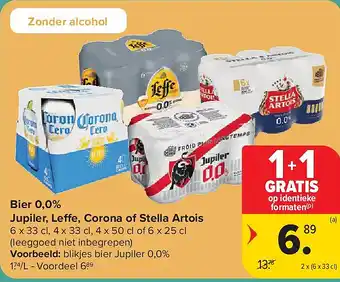 Bier 0,0% Jupiler, Leffe, Corona of Stella Artois
