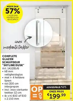 Zelfbouwmarkt COMPLETE GLAZEN SCHUIFDEUR SKYLINE DUSK aanbieding