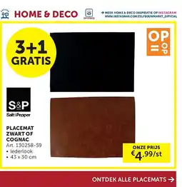 Zelfbouwmarkt PLACEMAT ZWART OF COGNAC aanbieding