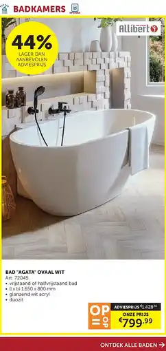 Zelfbouwmarkt BAD AGATA OVAAL WIT aanbieding