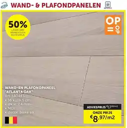 Zelfbouwmarkt WAND-EN PLAFONDPANEEL ATLANTA OAK aanbieding