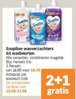 Albert Heijn Soupline wasverzachters 64 wasbeurten aanbieding