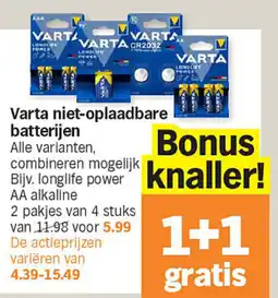Albert Heijn Varta niet-oplaadbare batterijen aanbieding
