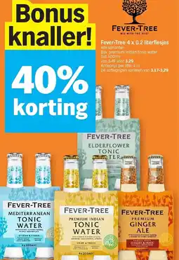 Albert Heijn Fever-Tree 4 x 0.2 literflesjes aanbieding