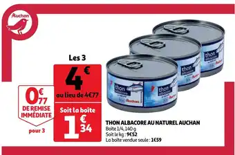 Thon Albacore Au Naturel Auchan