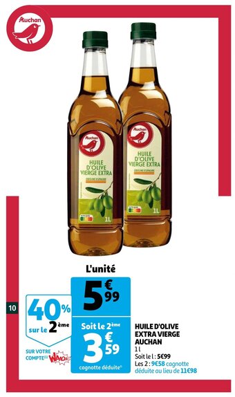 Auchan Huile D'Olive Extra Vierge Auchan aanbieding