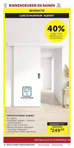 Zelfbouwmarkt LUXE SCHUIFDEUR ALBERO LUXE SCHUIFDEUR ALBERO aanbieding