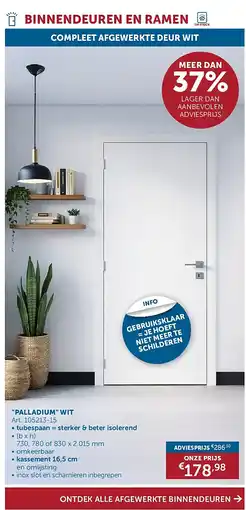 Zelfbouwmarkt COMPLEET AFGEWERKTE DEUR WIT PALLADIUM WIT aanbieding