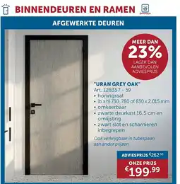 Zelfbouwmarkt AFGEWERKTE DEUREN URAN GREY OAK aanbieding