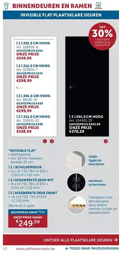 Zelfbouwmarkt INVISIBLE FLAT PLAATSKLARE DEUREN 201,5 CM HOOG aanbieding