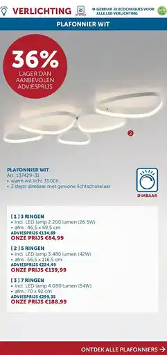 Zelfbouwmarkt PLAFONNIER WIT aanbieding