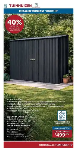 Zelfbouwmarkt METALEN TUINKAST OURTHE EXTRA LARGE aanbieding