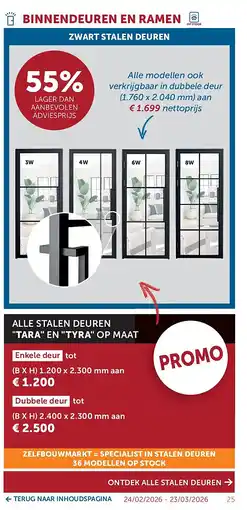 Zelfbouwmarkt ALLE STALEN DEUREN TARA EN TYRA OP MAAT (B X H) 1.200 x 2.300 mm aan aanbieding