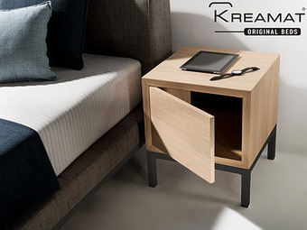 Deba Meubelen Nachttafel met deur ARGOS - Eiken/zwart metaal Hout aanbieding