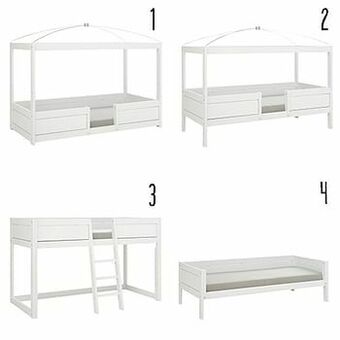 Deba Meubelen 4 in 1 bed, inclusief speelgordijn, overtrek & meer Wit aanbieding