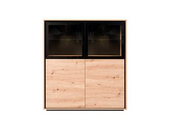 Deba Meubelen Vitrine CHARLESTON incl. verlichting - Aristo Eik Hout aanbieding