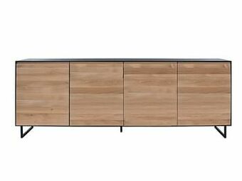 Deba Meubelen Dressoir met 4 deuren ALEXI - Zwart/naturel Hout aanbieding