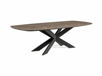 Deba Meubelen Eetkamertafel FISHBONE - Grijs Eiken/Zwart Hout aanbieding