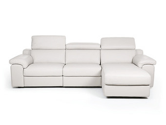 Hoekzetel MAMBO met relax - Leder bianco puro Wit