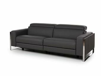 Zetel 3-zit met 2 elektrische relaxen PIER - Leder donkergrijs Grijs