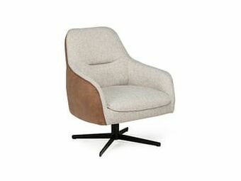 Fauteuil OVIEDO met lage rug - Cognac/lichtgrijs Multicolor