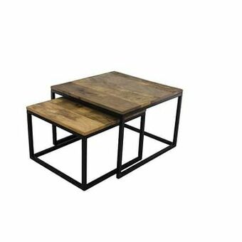 Leen Bakker HSM Collection salontafelset Nathan (2 stuks) - naturel/zwart - 60x60x41 cm - Leen Bakker aanbieding